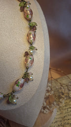 Schmuckset – Halskette, Armband & Ohrringe mit Lampwork-Rosen & Glasperlen