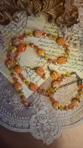 Schmuckset – Halskette, Armband & Ohrringe mit Lampwork-Blütenperlen