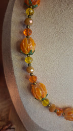Schmuckset – Halskette, Armband & Ohrringe mit Lampwork-Blütenperlen