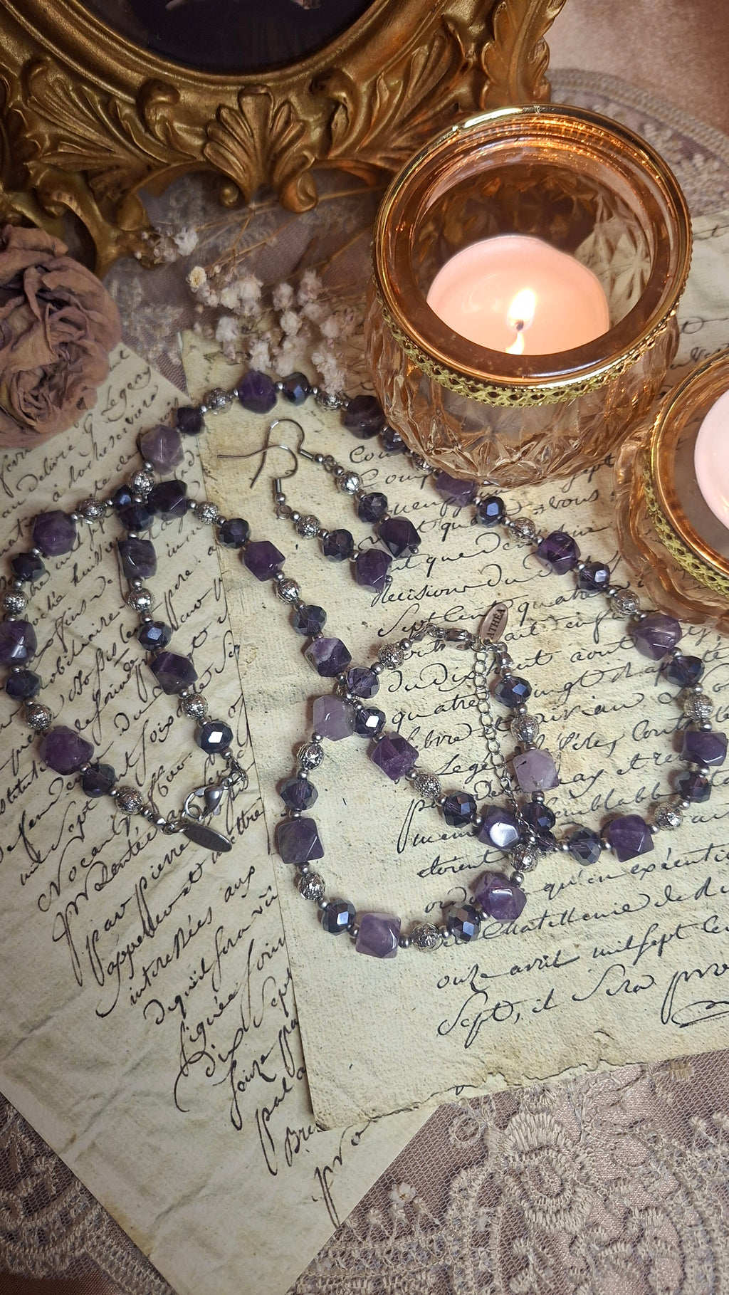 Amethyst Schmuckset – Halskette, Armband & Ohrringe