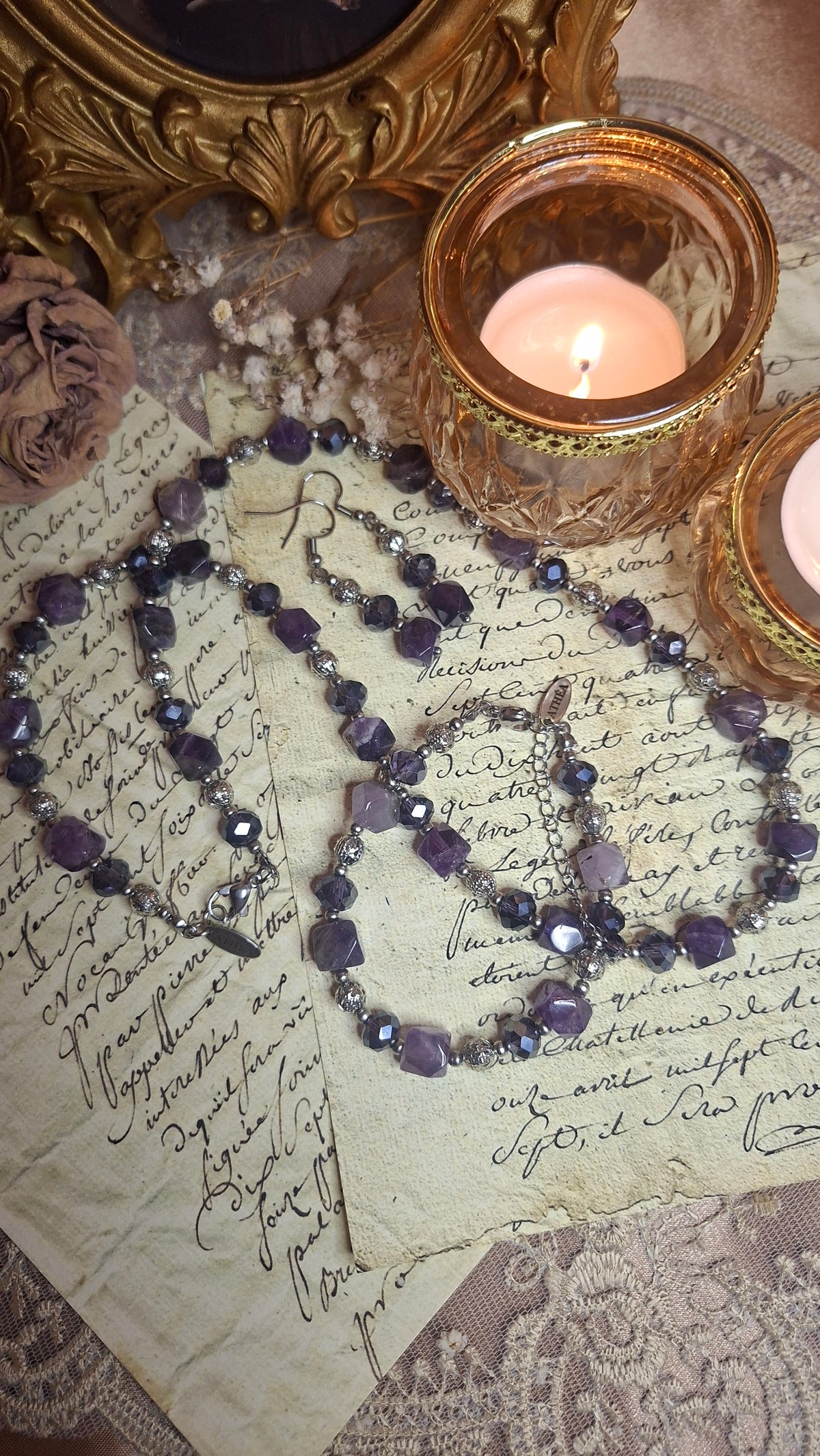 Amethyst Schmuckset – Halskette, Armband & Ohrringe