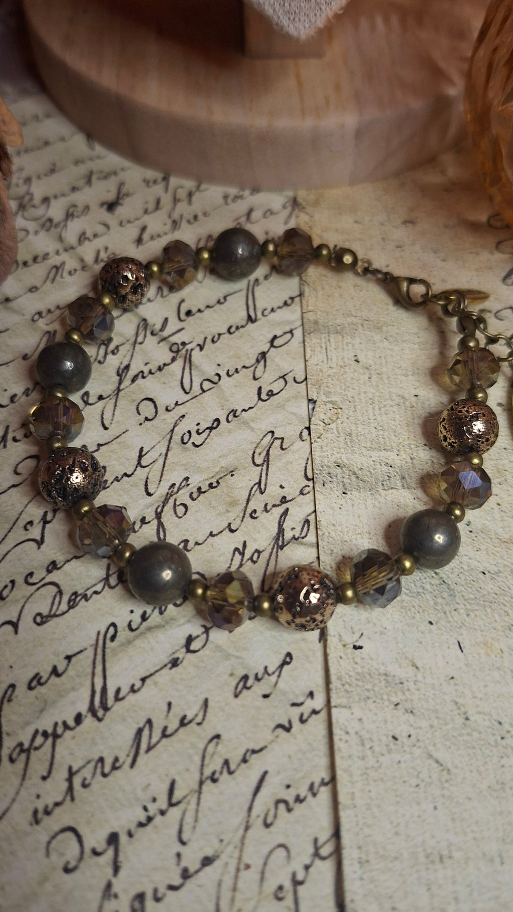 Pyrit & Lava Schmuckset – Halskette, Armband & Ohrhänger