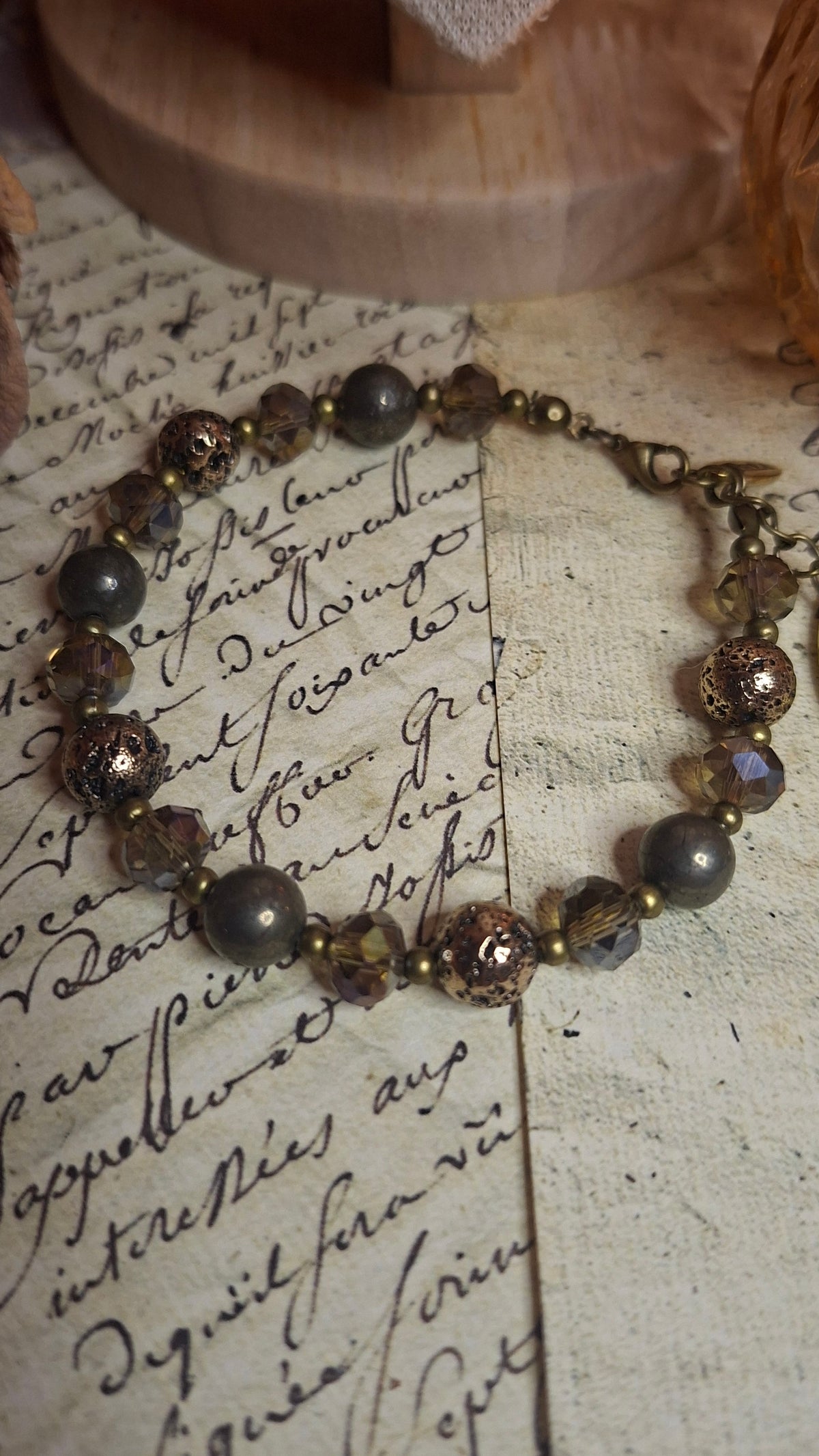 Pyrit & Lava Schmuckset – Halskette, Armband & Ohrhänger