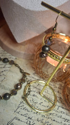 Pyrit & Lava Schmuckset – Halskette, Armband & Ohrhänger