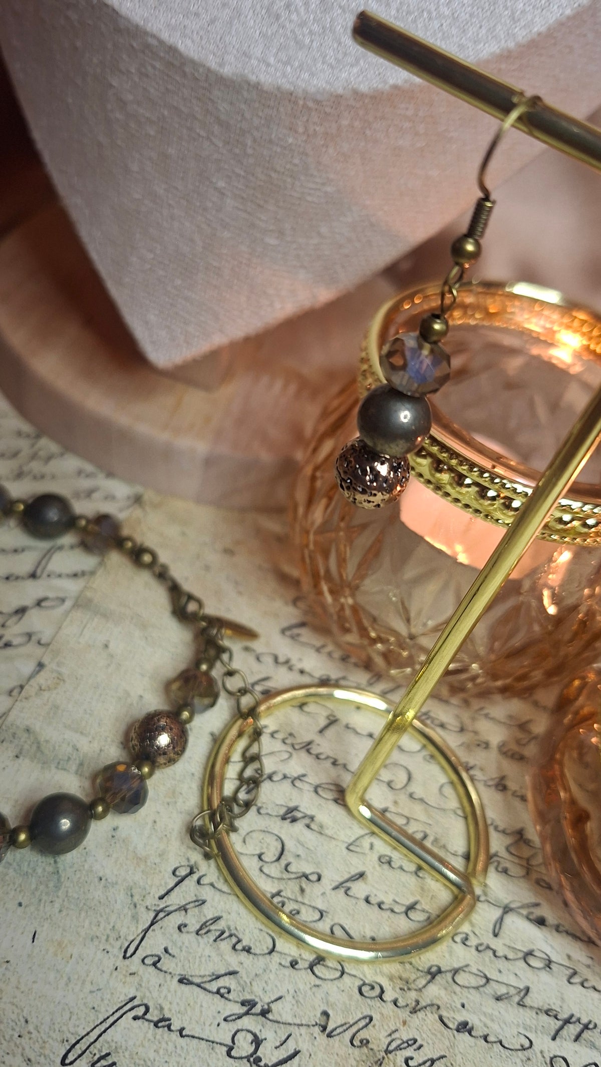 Pyrit & Lava Schmuckset – Halskette, Armband & Ohrhänger