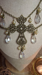 Vintage Collier – Doppelreihige Messing & Glasperlen Halskette