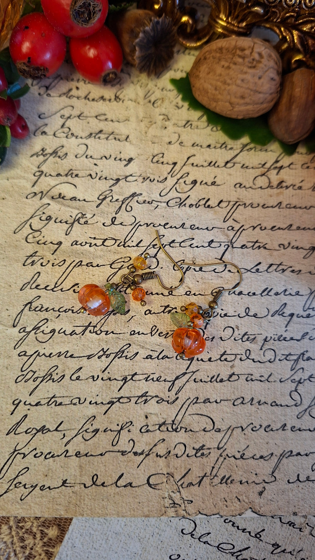 Ohrringe Herbstzauber mit Kürbis-Glasperlen