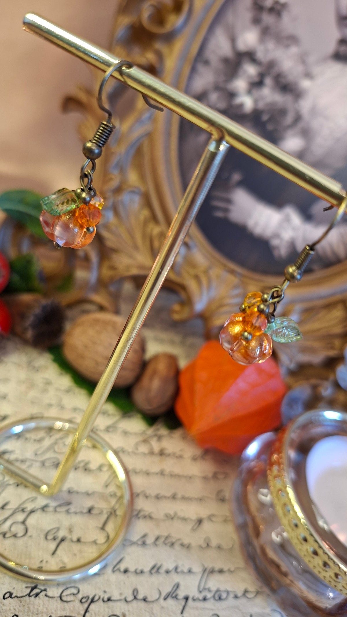 Ohrringe Herbstzauber mit Kürbis-Glasperlen