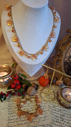 Herbstzauber mit Ahornblätter Schmuckset mit Glasblättern – Unikat