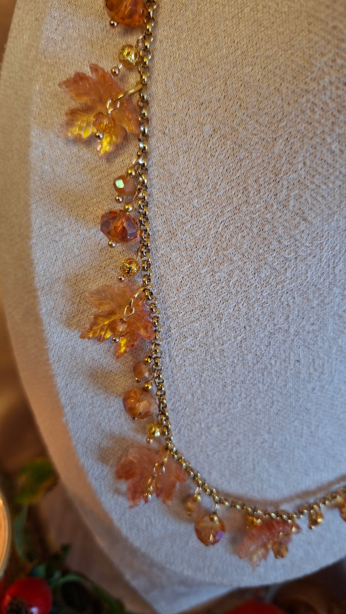 Herbstzauber mit Ahornblätter Schmuckset mit Glasblättern – Unikat