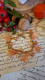 Herbstzauber mit Ahornblätter Schmuckset mit Glasblättern – Unikat